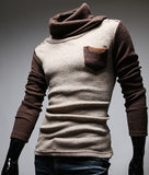 Men's Simple Beige Turtleneck Worsted Sweater