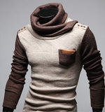 Men's Simple Beige Turtleneck Worsted Sweater
