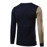 Men's Lovely Navy+Beige O-Neck Sweater