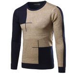 Men's Lovely Navy+Beige O-Neck Sweater