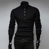 Men's Simple Black Turtleneck Sweater