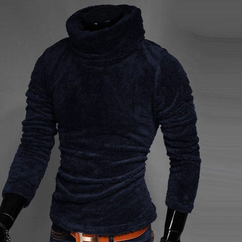 Men's Casual Navy Turtleneck Sweater