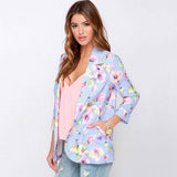 Women's Simple Notched Floral Print Blazer