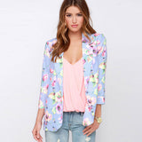 Women's Simple Notched Floral Print Blazer