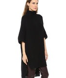 Women's Sweet Black Turtleneck Solid Worsted Sweater