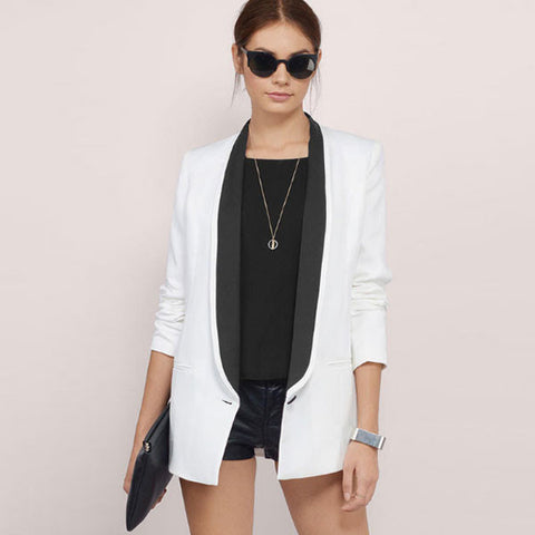Women's Stylish White Patchwork Vest Blazer
